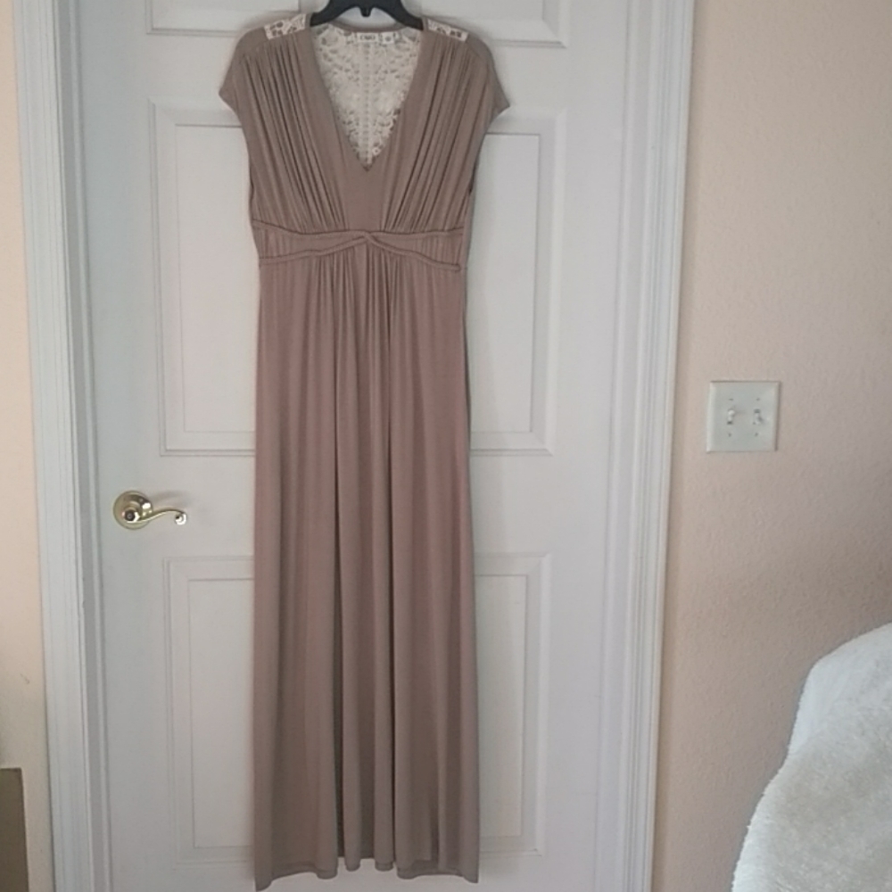 Beige crochet back maxi dress